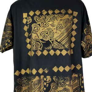 Vintage Mens Shirt XL Black Gold 90s Single Stitch Inventions LA Express